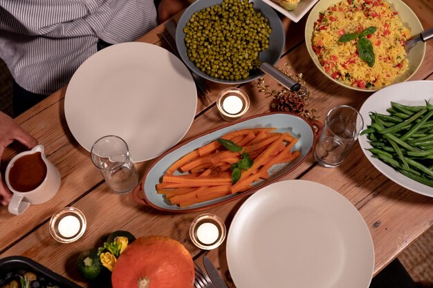 Assorted dishes on table